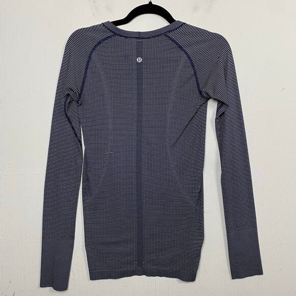 Lululemon Swiftly Tech True Navy White Long Sleeve Crew Shirt 2.0 Race Length 6 - Picture 7 of 10